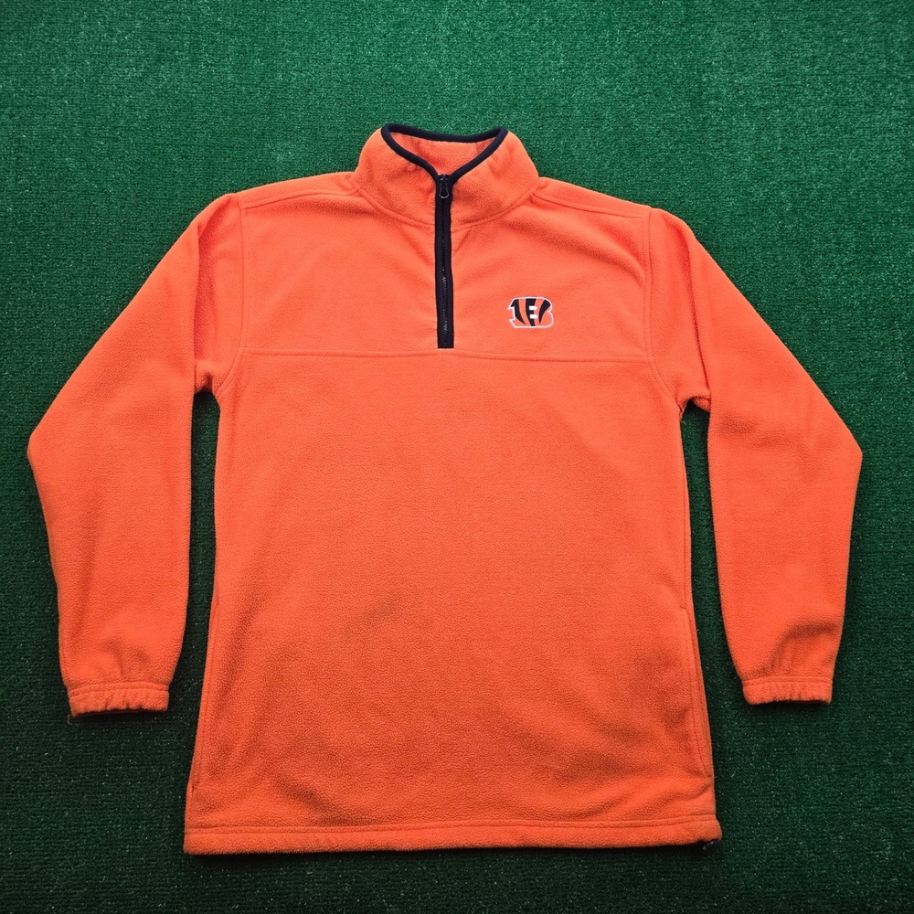 Cincinnati Bengals Fleece‎ Sweatshirt Mens Medium Orange NFL Football 1/4 Zip